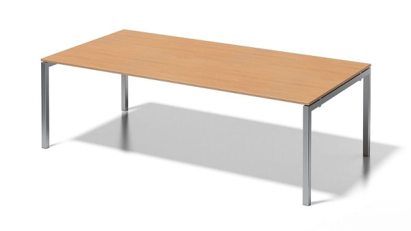 Poste de travail de direction/table de conférence Bisley Cito, structure en U fixe en hauteur 730 mm, H 19 x L 2400 x P 1200 mm, hêtre/argent, DUF2412BC355