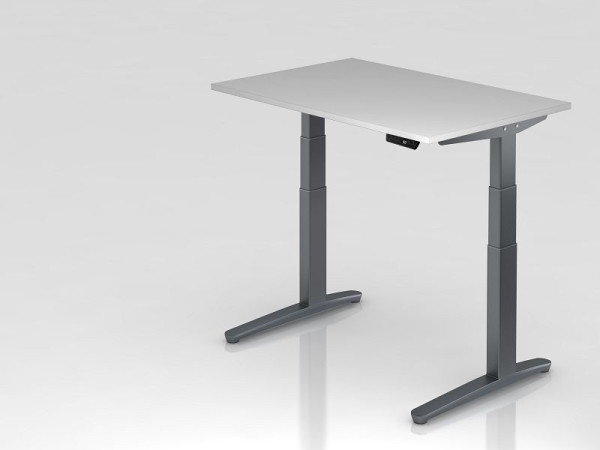 Bureau assis-debout électrique Hammerbacher 120x80cm gris/graphite, forme rectangulaire, VXBHM12/5/GG