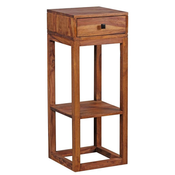 Table d'appoint Wohnling MUMBAI en bois de Sesham massif avec tiroir 35 x 35 x 90 cm, WL1.739