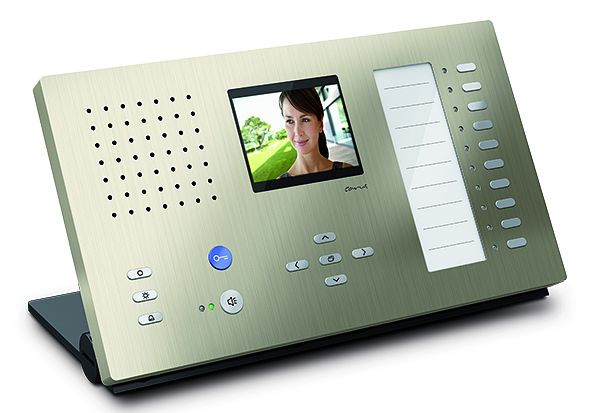 Interphone vidéo intérieur TCS pour mains libres série Carus ADAPTO + 10 boutons, appareil de table champagne, CAI2210-0152