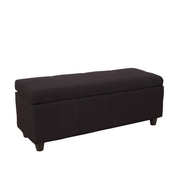 Coffre de rangement Mendler Kriens, banc banc, tissu/textile, 45x114x45cm, noir, 21442