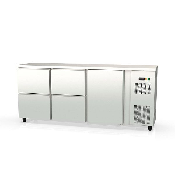 Table réfrigérée bar Vaiotec TOPLINE 530 inox / 1 porte & 4 tiroirs, 202,5x53x85 cm, 11433