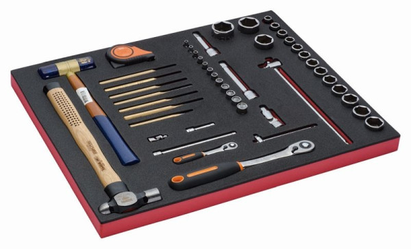 Incrustation Bahco 3/3, douilles 1/2" + 1/4", accessoires et outils d'impact, 48 pièces, FF1A28
