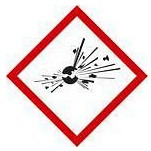 Panneau DENIOS GHS 01, symbole "bombe explosive", film, SK, 37 x 37 mm, paquet : 10 feuilles de 12 pièces, 193032