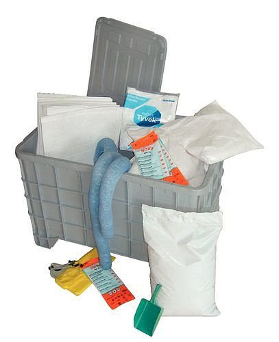 Kit d'urgence DENSORB dans une boîte à couvercle avec roues