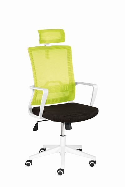Mayer Sitzmöbel chaise pivotante mySTUDIO, housse d'assise noir + dossier en résille vert, piètement en plastique blanc, 2377_503