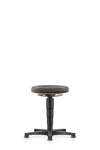 tabouret polyvalent bimos avec patins, Supertec noir, hauteur d'assise 450-650 mm, anneau de couleur orange, 9460-SP01-3279