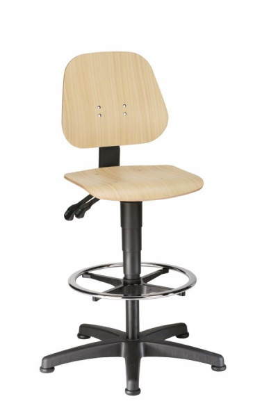 bimos Unitec avec patins et repose-pieds et bois, hauteur d'assise 580-850 mm, 9651-3000
