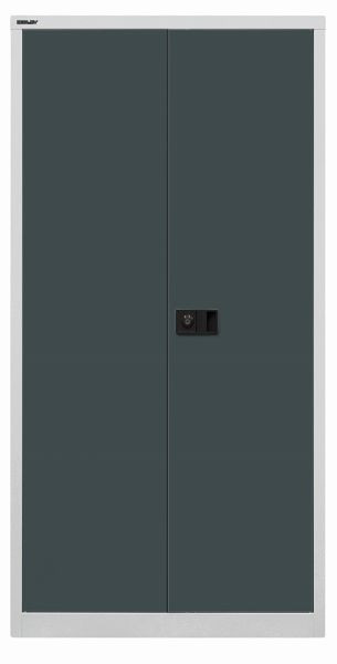 Armoire universelle Bisley à portes battantes, 3 étagères galvanisées, 4 OH, corps gris clair, façades gris anthracite, E722A03G525