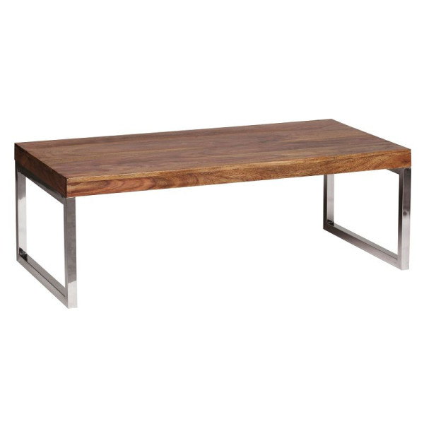 Wohnling table basse GUNA en bois massif Sheesham 120 cm de large design marron foncé style maison de campagne, WL1.307