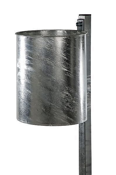 Conteneur à déchets Renner avec poteaux, environ 25 L, à encastrer dans le béton, galvanisé à chaud, 7019-00FV