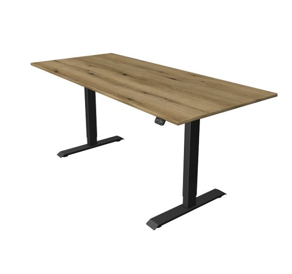 Table assise/debout Kerkmann L 1800 x P 800 mm, réglable en hauteur électriquement de 740 à 1230 mm, chêne, 10182155