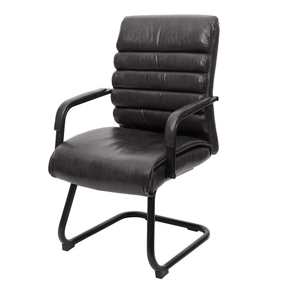 Chaise de conférence Mendler HWC-H31, chaise de salle à manger chaise de cuisine en porte-à-faux, métal aspect daim vintage, cuir synthétique noir, 72841