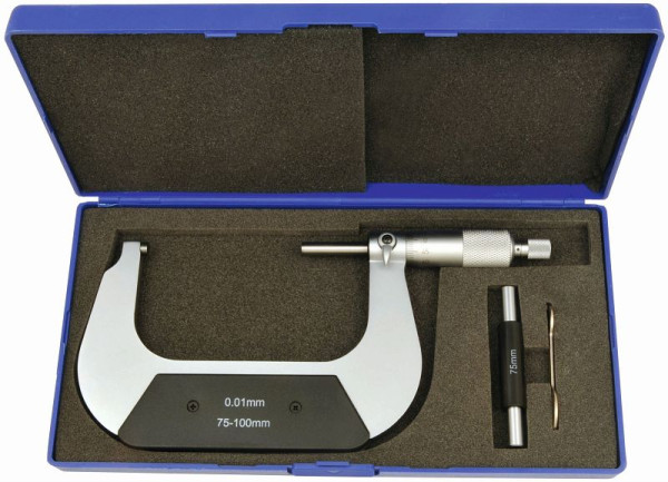 Micromètre de précision ELMAG 75-100 mm, lecture 0,01 mm, surfaces de mesure HM, 88718