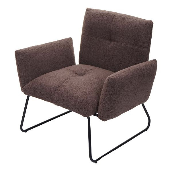 Chaise longue Mendler HWC-K34, chaise cocktail, tissu bouclé/textile, marron, 89667