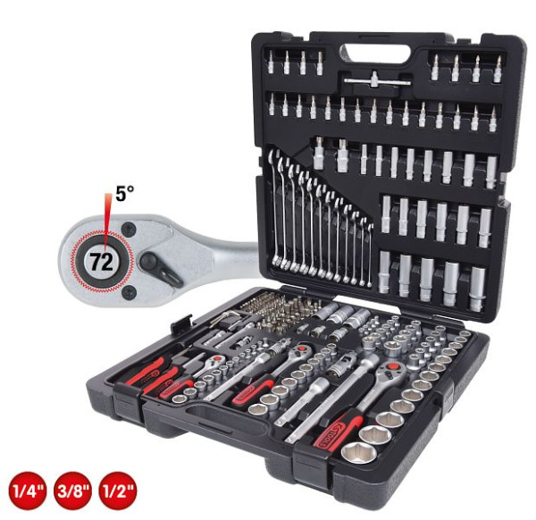 KS Tools Jeu de clés à douilles 1/4"+3/8"+1/2", 216 pièces, 917.0216