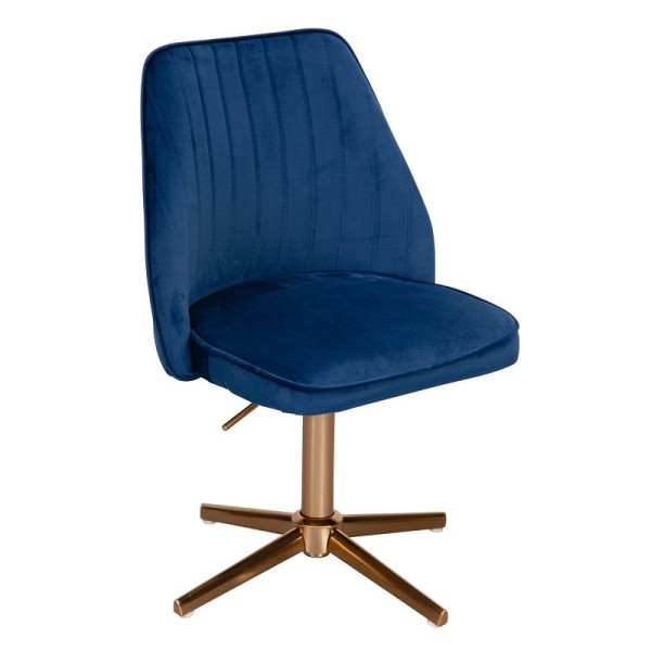 Wohnling Design Chaise pivotante en velours bleu foncé rotative sans roulettes, WL6.304