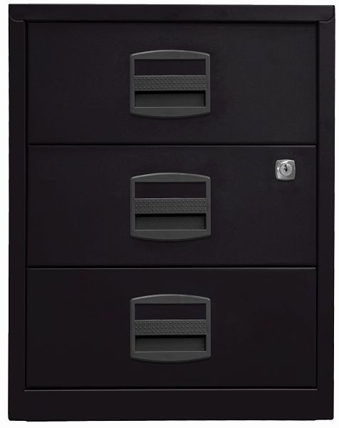 Armoire latérale mobile Bisley PFA, 3 tiroirs universels, noir, PFAM3S633