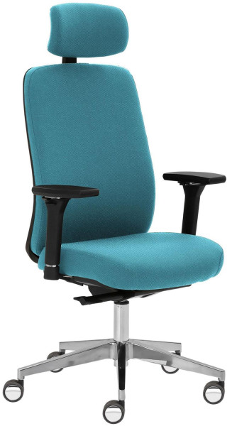 Chaise pivotante Mayer Sitzmöbel , accoudoirs 4D, piètement en aluminium, grandes roulettes pour sols durs, avec revêtement chromé, turquoise, 2229_AV4D_KS_SYM++_POL_ROB_30616