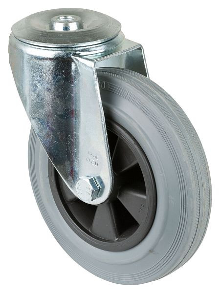 Rouleau de transport BS rollers, largeur de roue 40 mm, Ø roue 160 mm, capacité de charge 150 kg, bande de roulement en caoutchouc gris, corps de roue en plastique, roulement à rouleaux, L101.B46.160