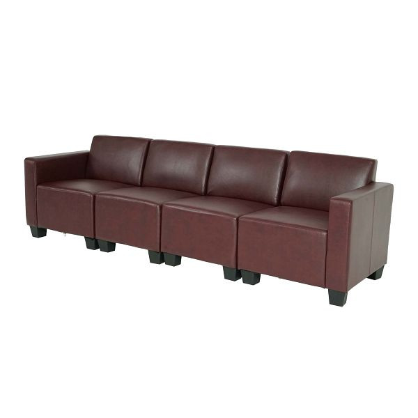 Mendler Canapé modulaire 4 places Couch Lyon, similicuir, rouge-brun, 2x75174+75175+75176