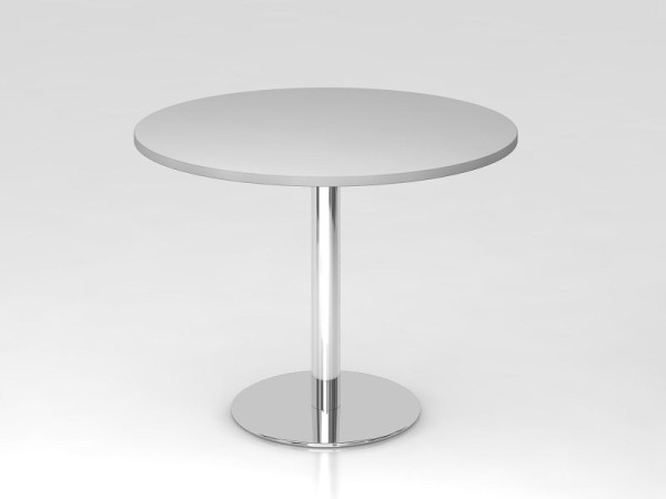 Table de réunion Hammerbacher 100cm ronde gris/chrome, structure chromée, VSTF10/5/C
