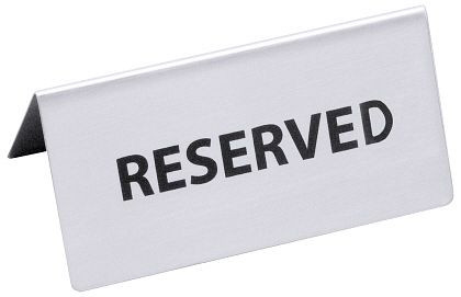 Enseigne de table Contacto RÉSERVÉ étiquetée des deux côtés, 1056/121