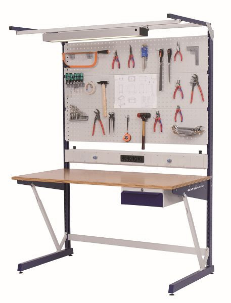 Workraster Bedrunka+Hirth avec structure multi-parois et bloc de suspension, 1x canal d'énergie, 3x paroi perforée, dimensions en mm (LxPxH) : 1500 x 800 x 2070, 07.899.04