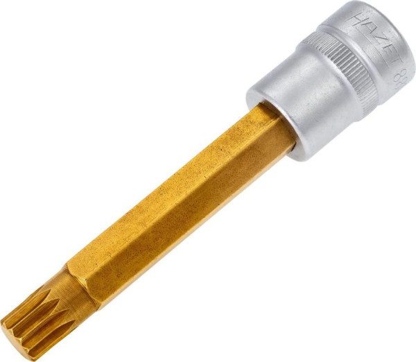 Douille tournevis Hazet, carré creux 10 mm, profil multident interne XZN, M10, version longue avec moletage, 8808LG-10