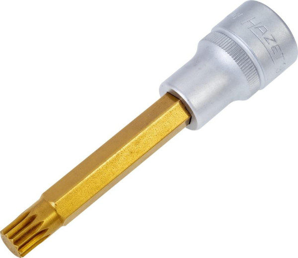 Douille tournevis Hazet, carré creux 12,5 mm, profil multident interne XZN, M10, version longue avec moletage, 990LG-10