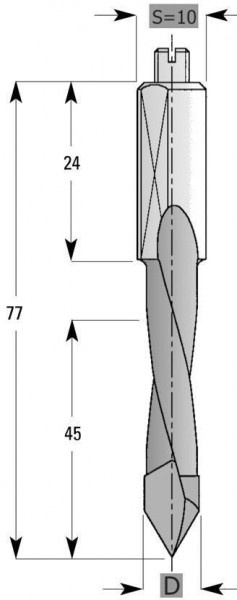 Perceuse traversante Edessö HW (HM) S10, A: 5, B: 45, GL: 77 - RH, 145605001