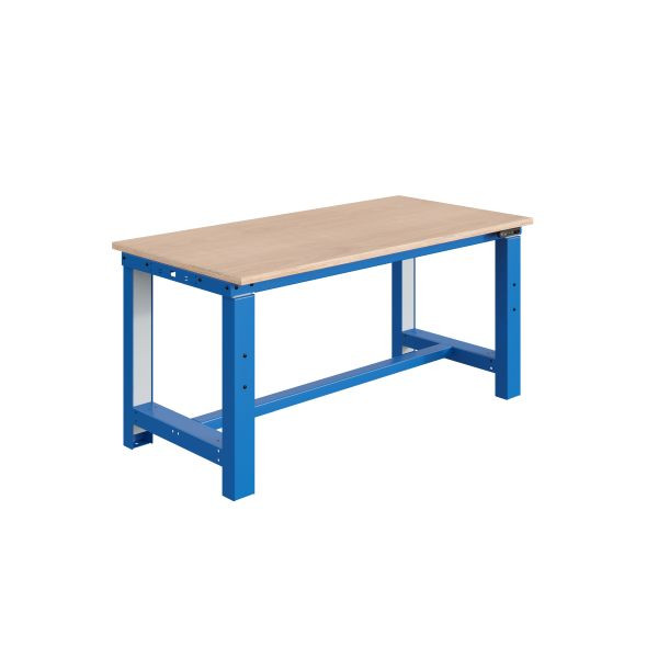 Etabli SOFAME SI, réglable en hauteur électriquement, L 2000 x P 750 x H 740 à 1240 mm, plan de travail multiplex 40 mm, bleu ciel RAL 5015, W010010805BI