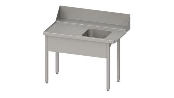 Table d'alimentation Stalgast, guide panier avec pente, avec 1 bac, 1200x750x880mm, côté gauche, dosseret : 200mm, couvercle de bac, soudé, VZL12713LA