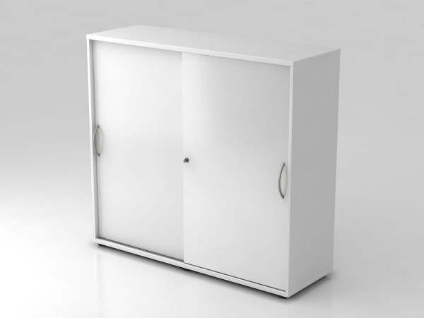 Armoire à portes coulissantes Hammerbacher 3OH 120cm poignée arquée blanc/blanc, 120x40x110 cm (LxPxH), V1753S/W/W/BM