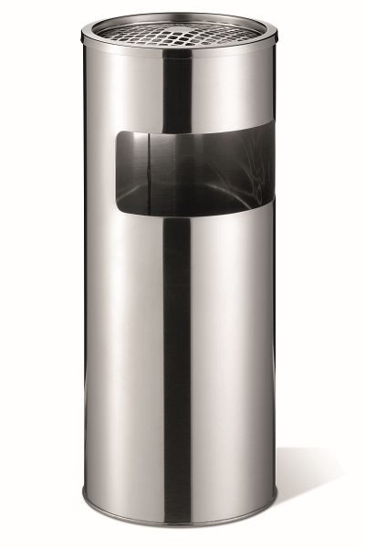 Corbeille à papier DURABLE en acier inoxydable avec cendrier rond, argent, 337323