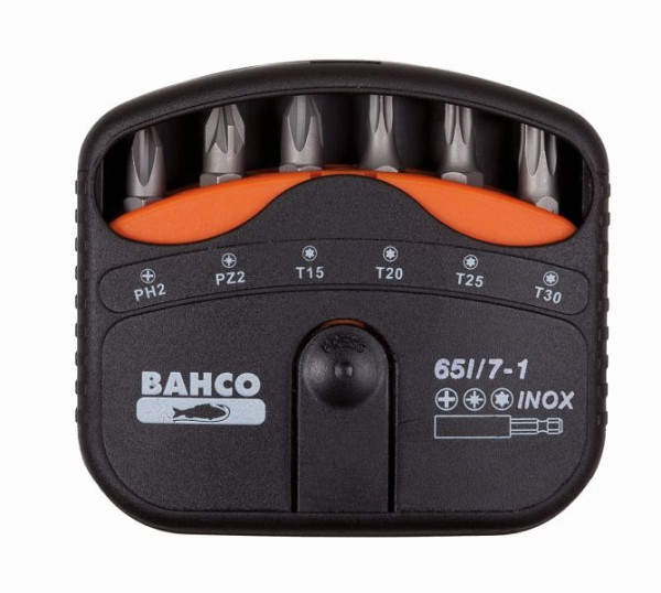 Jeu d'embouts Bahco, 7 pièces, acier inoxydable, PH, PZ, Torx, 65I/7-1