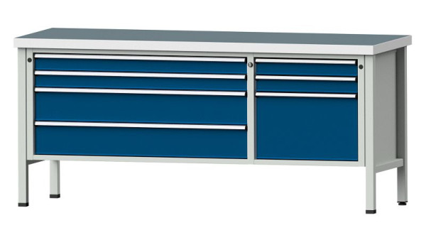Établis ANKE Établi en caisson, modèle 288 V, 2000 x 700 x 900 mm, RAL 7035/5010, UBP 50 mm, 304.639