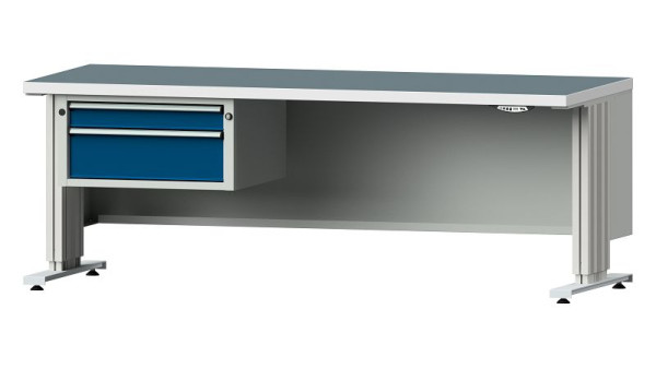 Établis ANKE table de travail LIFT avec sous-structure, modèle 521 VL, 2000 x 800 x 740-1140 mm, RAL 7035/5010, UBP 40 mm, 405.312