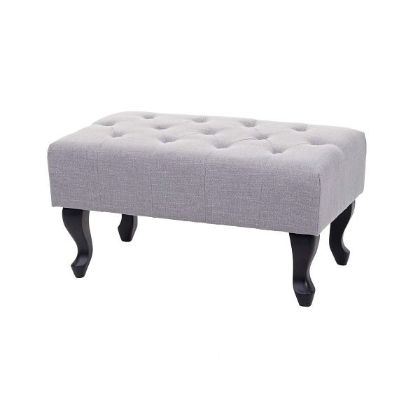 Mendler Ottoman Chesterfield, tabouret repose-pieds tabouret, tissu/textile hydrofuge 39x77x47cm, gris, 69727