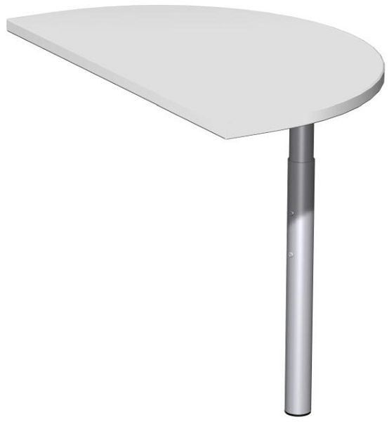 table d'appoint geramöbel semi-circulaire avec pied d'appui, matériel de liaison inclus, réglable en hauteur, 500x800x680-820, gris clair/argent, N-657006-LS