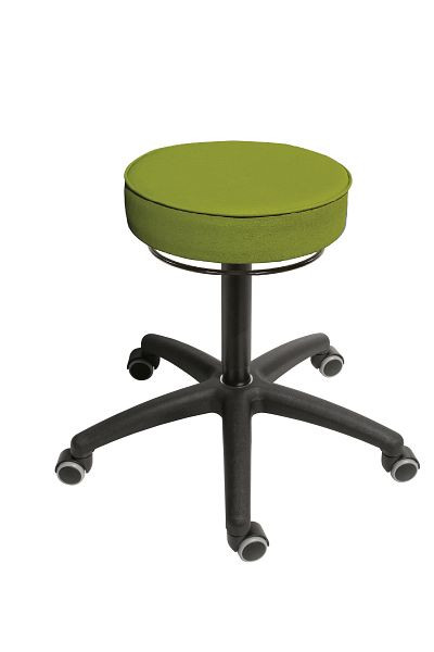 Tabouret Lotz, assise : similicuir, citron vert, Ø 360 mm, épaisseur d'assise 90 mm, réglage de la hauteur d'assise : 480 - 680 mm, piètement en plastique, 3520.1-16