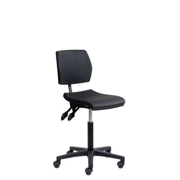 Chaise de travail SOFAME ERGOSLIM à roulettes, hauteur d'assise 42-56 cm, avec réglage de la profondeur d'assise, piètement en polyamide, W050100027