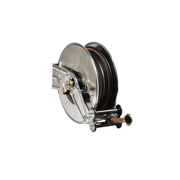 Enrouleur Ebinger OSM 310, max.15bar/90 °C, 12m - 13mm ID tuyau en caoutchouc ET, boîtier : acier inoxydable, 1.314.104