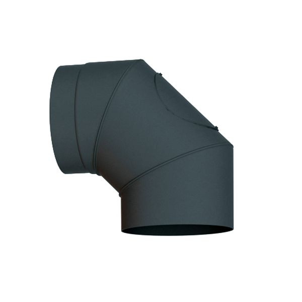 Coude de conduit de fumée Solarbayer 200 mm, rotatif, 90 degrés avec porte, 530020400