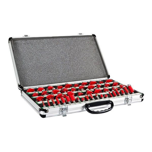 Jeu de défonceuses Holzmann de 50 pièces dans un coffret en aluminium, OFS50