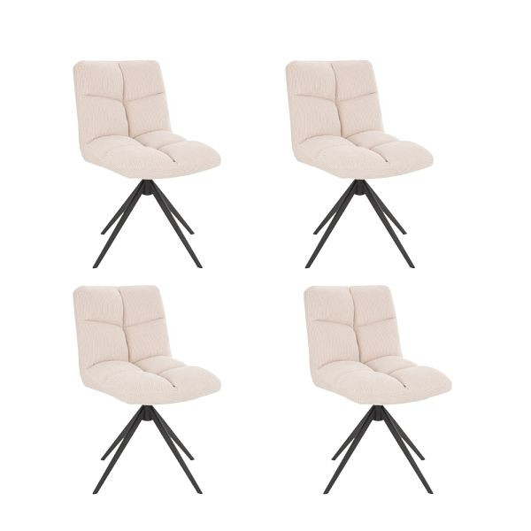 HOME DELUXE Lot de 4 chaises de salle à manger pivotantes NODA – Cordon Crème, 50871