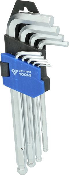 Brilliant Tools Jeu de clés coudées, 9 pièces, profil à six pans creux, court, BT045009