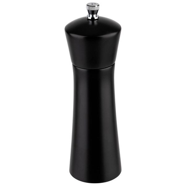 Moulin à poivre APS, moulin à épices en bois d'acacia, broyeur en acier au carbone, Ø 5 cm, hauteur 17 cm, noir, 40578