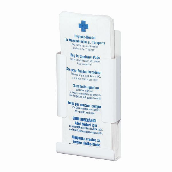 Support de sac hygiénique Air Wolf, série Omicron II, H x L x P : 260 x 130 x 40 mm, aluminium blanc, 35-791