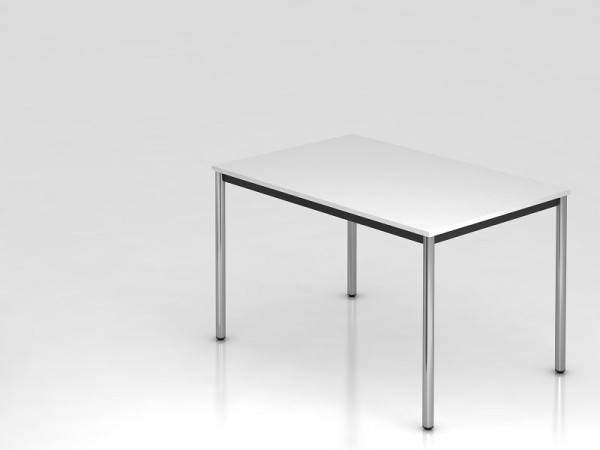 Table de réunion Hammerbacher base ronde 120x80 blanc/chrome, forme rectangulaire, VDR12/W/C